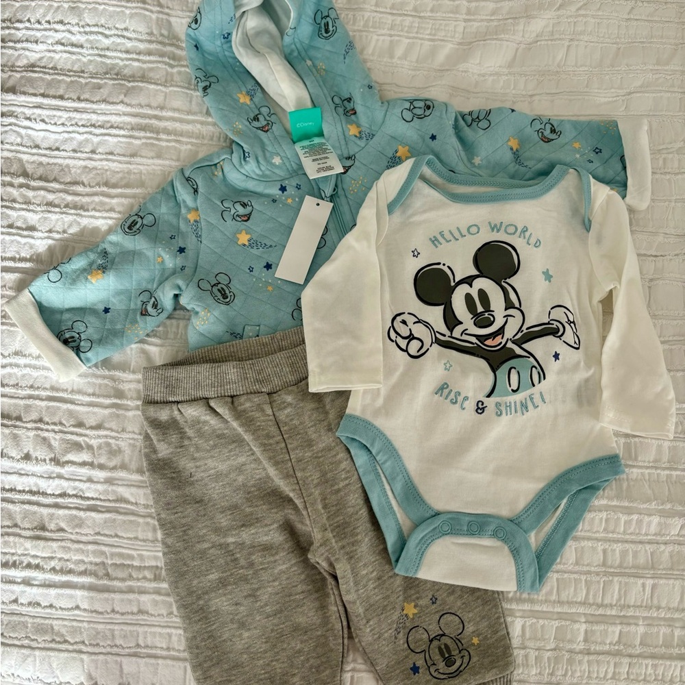 Disney Baby Mickey Mouse Outfit Set - Blue and Gray